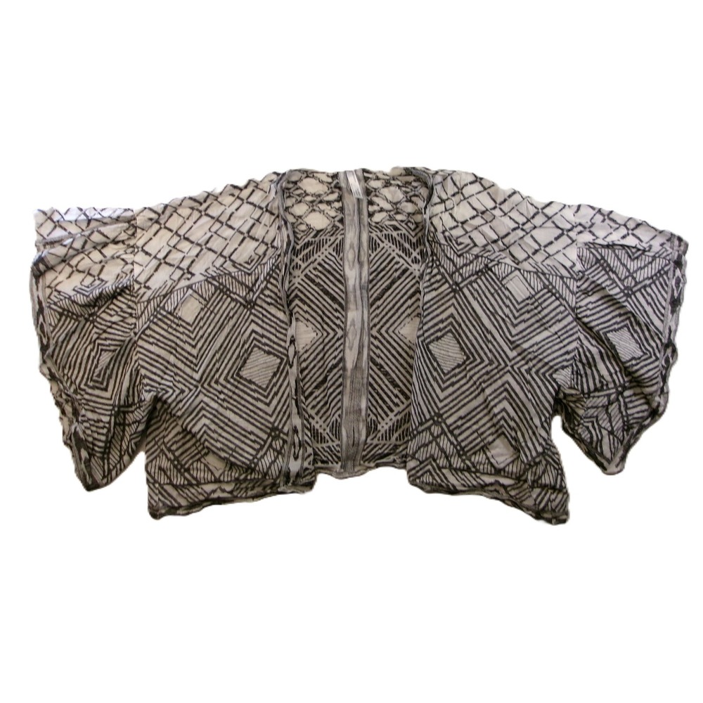 URBN Kimono Cardigan One Size Black White Geometric Boho Festival Cover Up OS